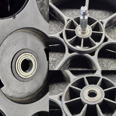 Naprawa kółek tylnych w wózku MUUVO QUICK 4.0 - wymiana łożysk w 2 kółkach - wysyłkowa